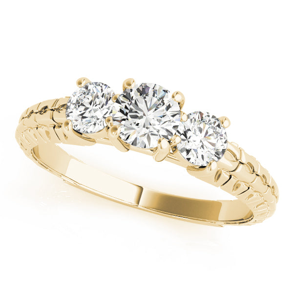 3-Stone Filigree Round Engagement Ring