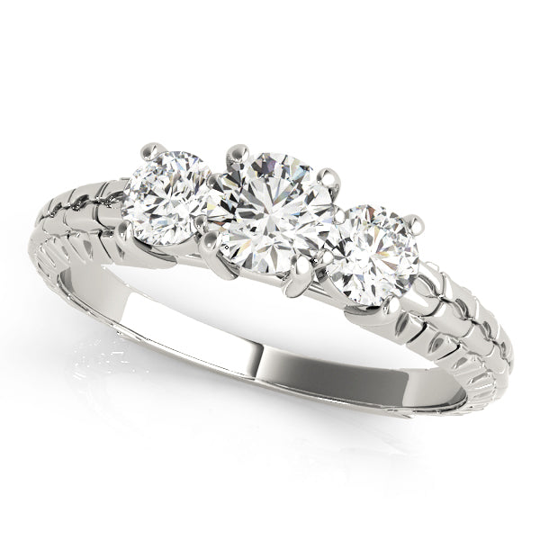 3-Stone Filigree Round Engagement Ring