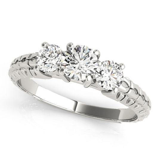 3-Stone Filigree Round Engagement Ring