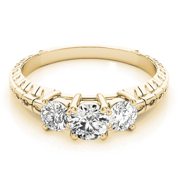 3-Stone Filigree Round Engagement Ring