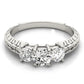 3-Stone Filigree Round Engagement Ring