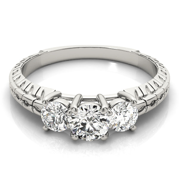 3-Stone Filigree Round Engagement Ring