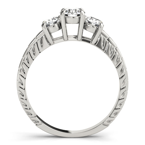 3-Stone Filigree Round Engagement Ring