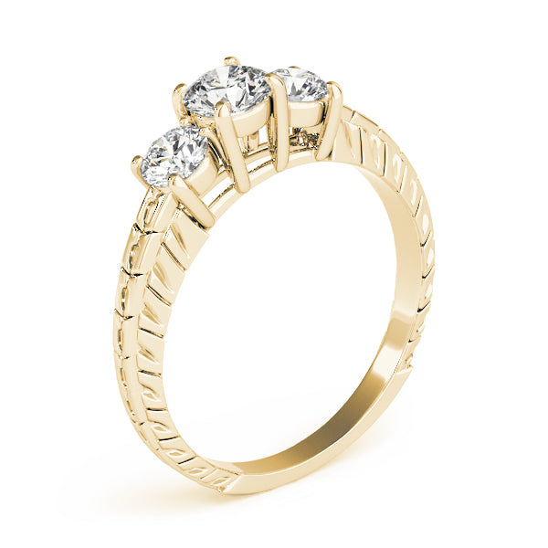 3-Stone Filigree Round Engagement Ring