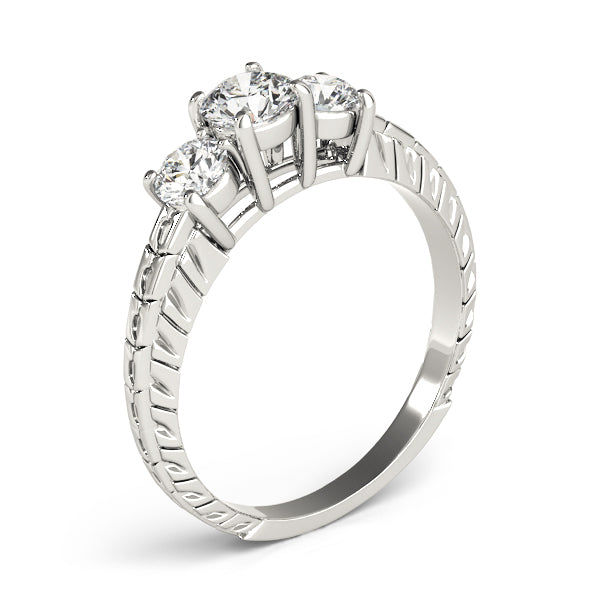3-Stone Filigree Round Engagement Ring