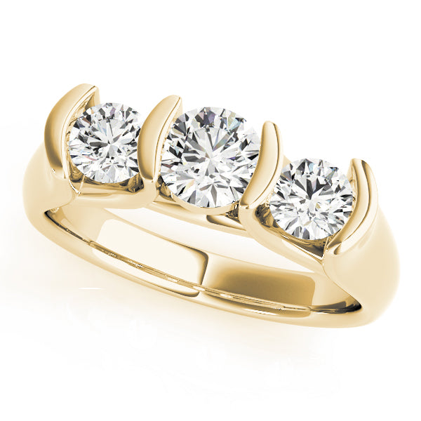 3-Stone Half Bezel Set Engagement Ring