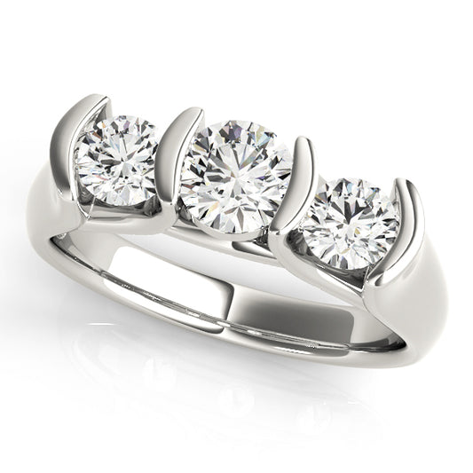 3-Stone Half Bezel Set Engagement Ring