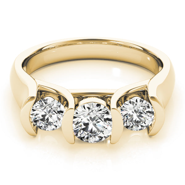 3-Stone Half Bezel Set Engagement Ring