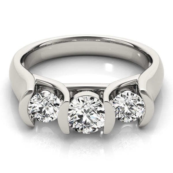 3-Stone Half Bezel Set Engagement Ring