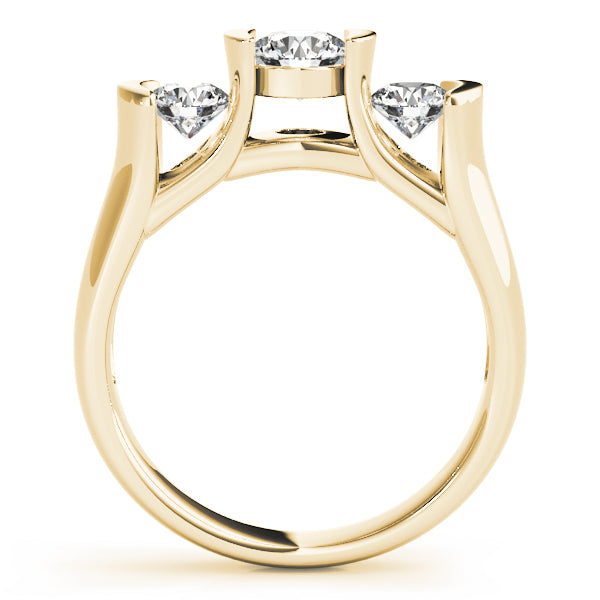 3-Stone Half Bezel Set Engagement Ring