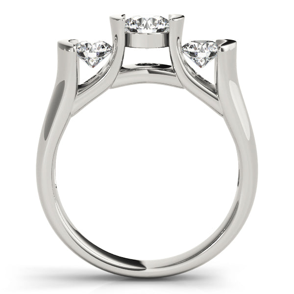 3-Stone Half Bezel Set Engagement Ring