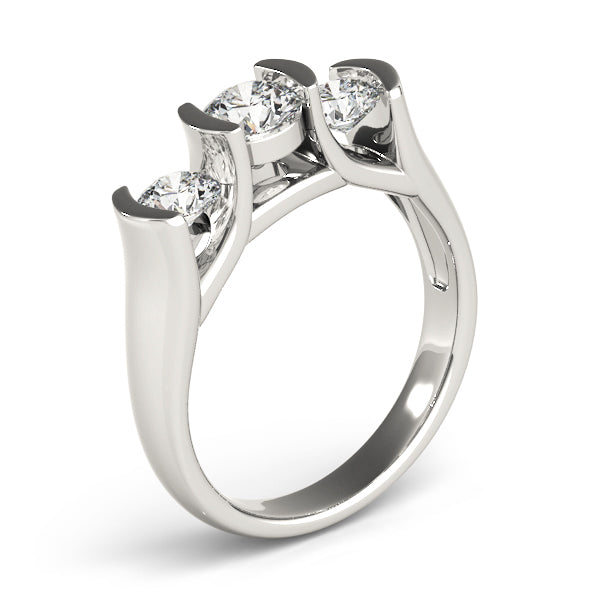 3-Stone Half Bezel Set Engagement Ring