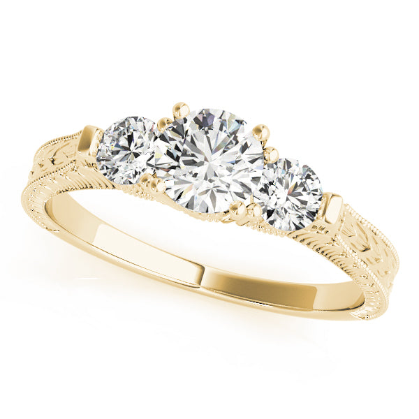 3-Stone Round Filigree Engagement Ring