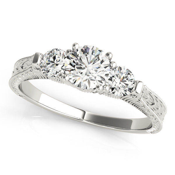 3-Stone Round Filigree Engagement Ring