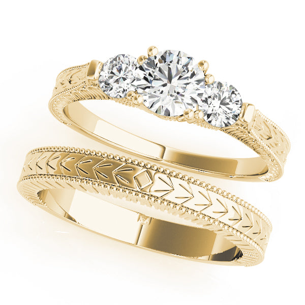 3-Stone Round Filigree Engagement Ring