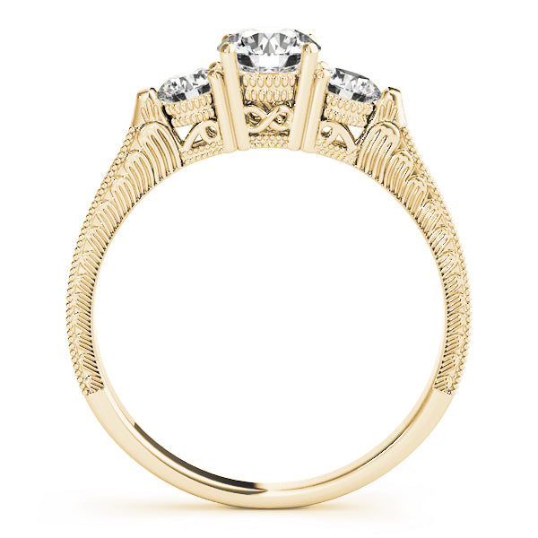 3-Stone Round Filigree Engagement Ring