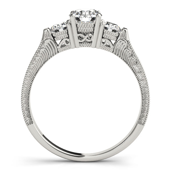 3-Stone Round Filigree Engagement Ring