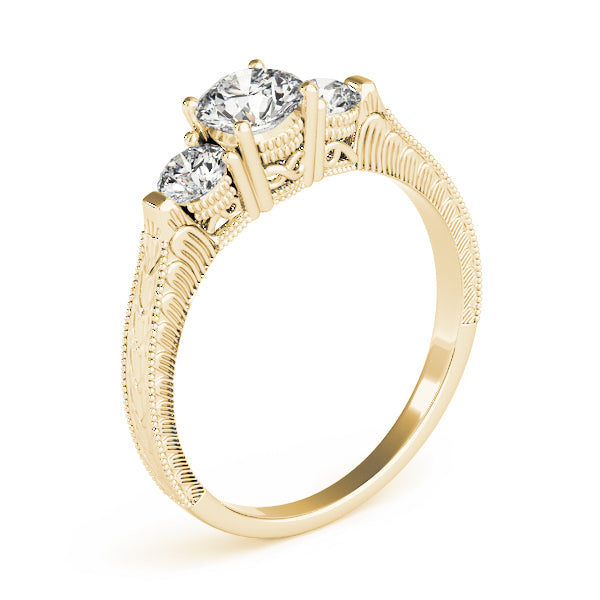 3-Stone Round Filigree Engagement Ring