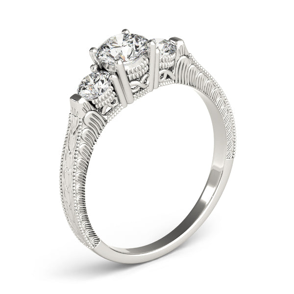 3-Stone Round Filigree Engagement Ring