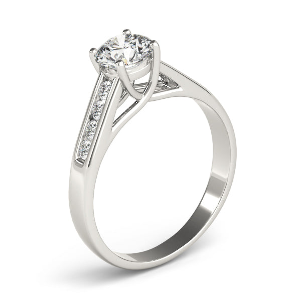 Single Row Channel Set Trellis Engagement Ring