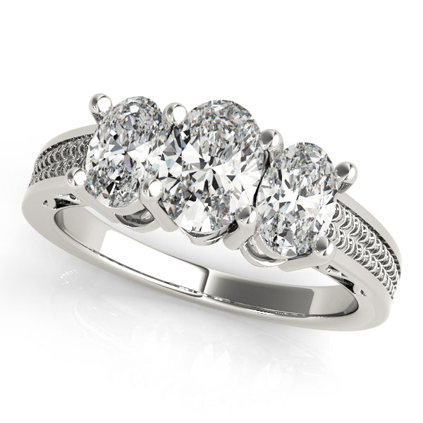 3-Stone Filigree Oval-Cut Engagement Ring