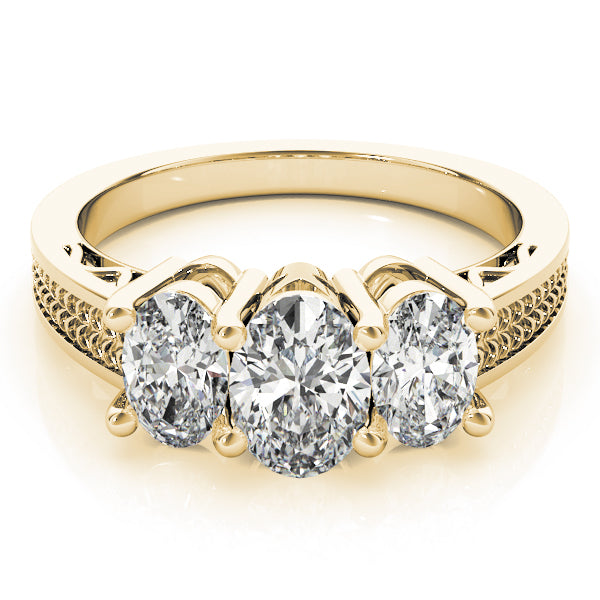 3-Stone Filigree Oval-Cut Engagement Ring