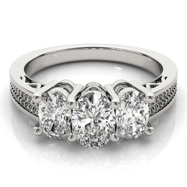 3-Stone Filigree Oval-Cut Engagement Ring