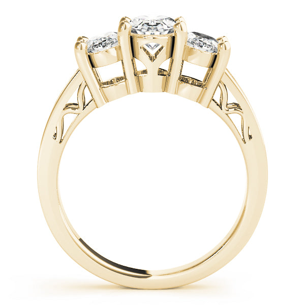 3-Stone Filigree Oval-Cut Engagement Ring