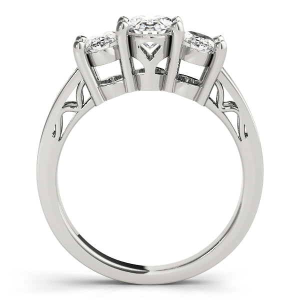 3-Stone Filigree Oval-Cut Engagement Ring