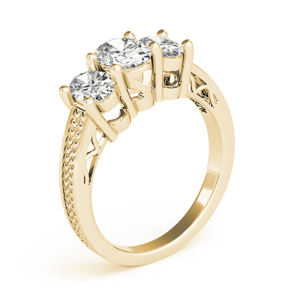 3-Stone Filigree Oval-Cut Engagement Ring