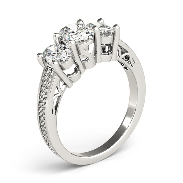 3-Stone Filigree Oval-Cut Engagement Ring