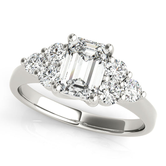Solitaire Plus Trellis Emerald Cut Engagement Ring