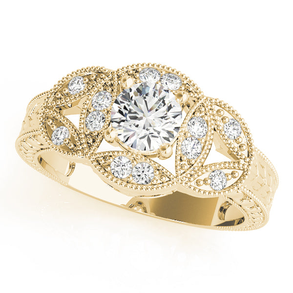 Vintage Bezel Set Milgrain Engagement Ring