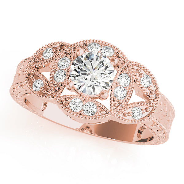 Vintage Bezel Set Milgrain Engagement Ring
