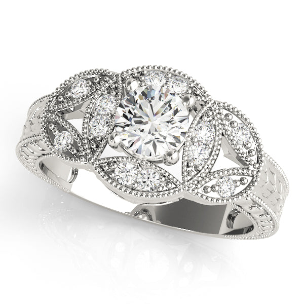 Vintage Bezel Set Milgrain Engagement Ring