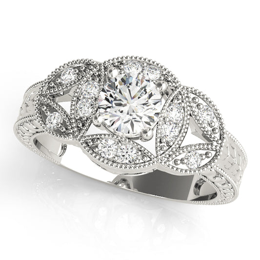 Vintage Bezel Set Milgrain Engagement Ring