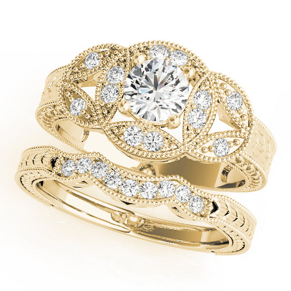 Vintage Bezel Set Milgrain Engagement Ring