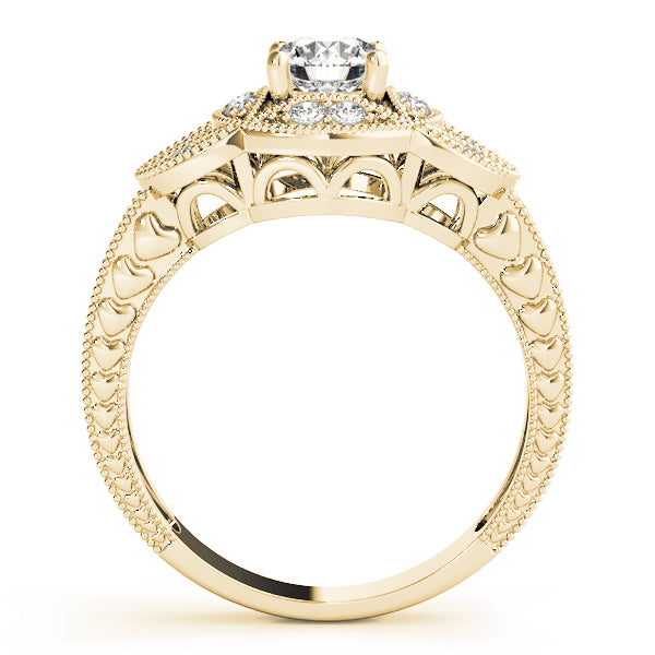 Vintage Bezel Set Milgrain Engagement Ring