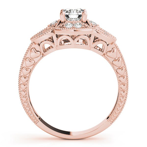 Vintage Bezel Set Milgrain Engagement Ring