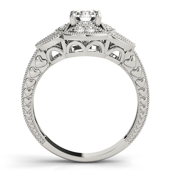 Vintage Bezel Set Milgrain Engagement Ring
