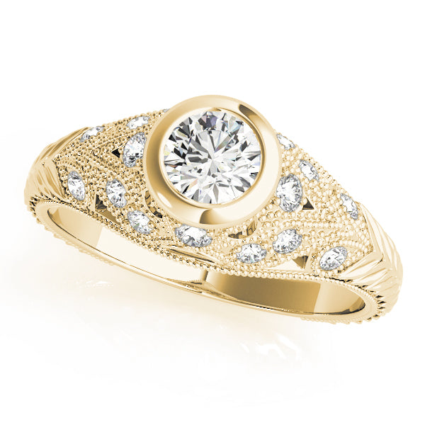 Antique Milgrain Bezel Set Engagement Rings