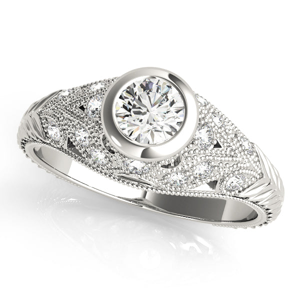 Antique Milgrain Bezel Set Engagement Rings