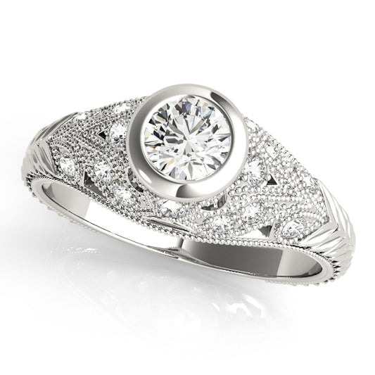 Antique Milgrain Bezel Set Engagement Rings