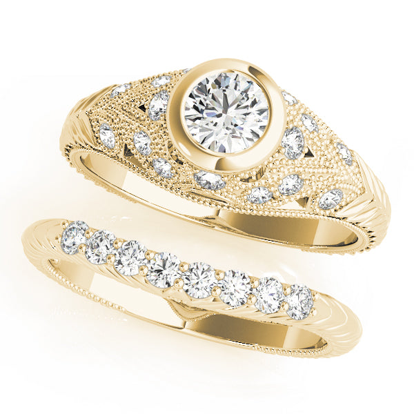 Antique Milgrain Bezel Set Engagement Rings