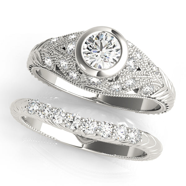 Antique Milgrain Bezel Set Engagement Rings