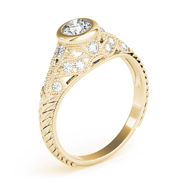 Antique Milgrain Bezel Set Engagement Rings