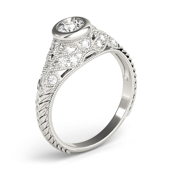 Antique Milgrain Bezel Set Engagement Rings