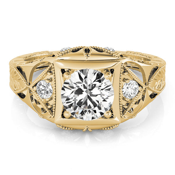 Vintage Inspired Engraved Filigree Engagement Ring