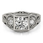 Vintage Inspired Engraved Filigree Engagement Ring