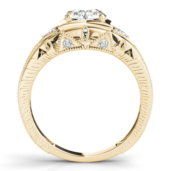Vintage Inspired Engraved Filigree Engagement Ring